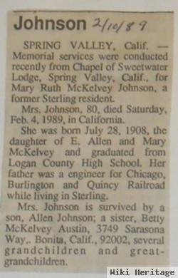 Mary Ruth Mckelvey Johnson