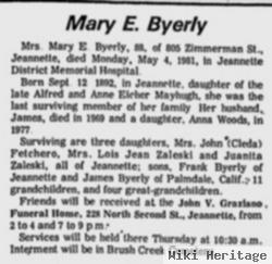 Mary E Mayhugh Byerly