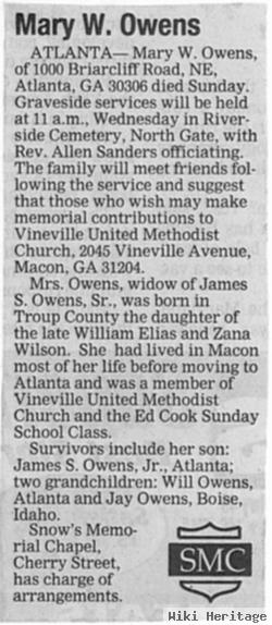 Mary "mamie" Wilson Owens