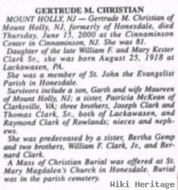 Gertrude M Clark Christian