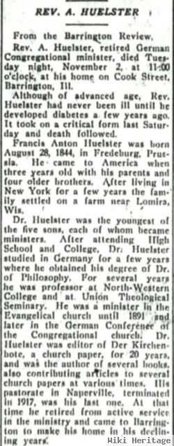 Rev Francis Anton Huelster