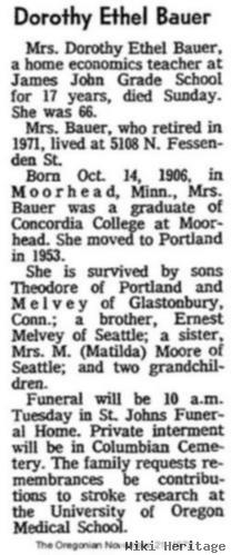 Mrs Dorothy Ethel Melvey Bauer