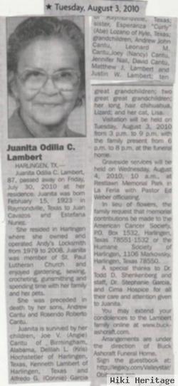 Juanita Odilla C Cavazos Lambert