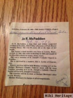 Jo R Mcfadden