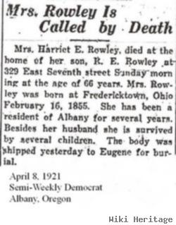 Harriett B "hattie" Ebersole Rowley