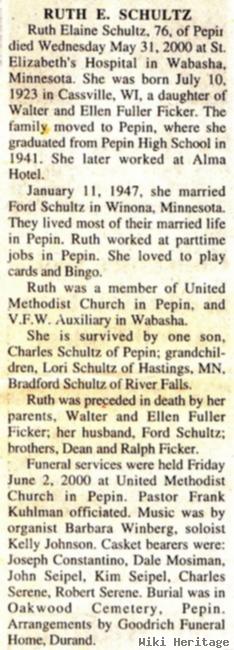 Ruth Elaine Ficker Schultz