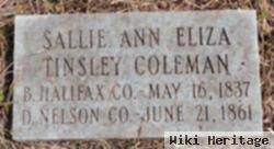 Sallie Ann E Tinsley Coleman