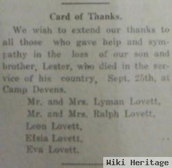 Lester E Lovett