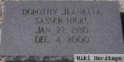 Dorothy Jeanette Sasser Hicks