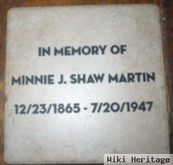 Minnie J Shaw Martin