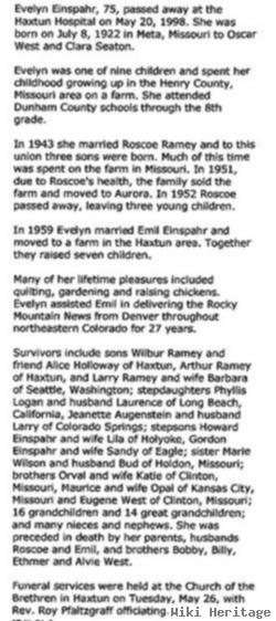 Evelyn West Ramey Einspahr