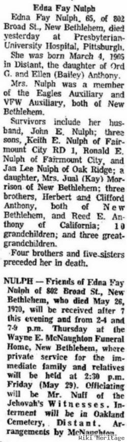 Edna Fay Anthony Nulph