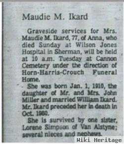 Maudie M. Miller Ikard