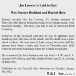 Joseph J "joe" Lowry