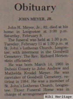 John H Meyer, Jr