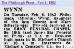 Philomena B "minnie" Schertzinger Wynn