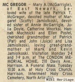 Mary A. Mcgarrigle Mc Gregor