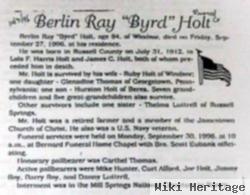 Berlin Ray "byrd" Holt