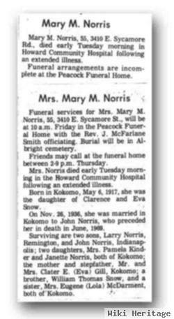 Mary Myrtle L Snow Norris