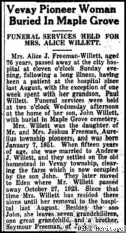 Alice J. Freeman Willett