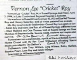 Vernon Lee "cricket" Roy