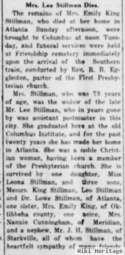 Mary Emma Lee King Stillman