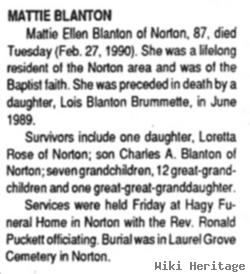 Mattie Ellen Blanton