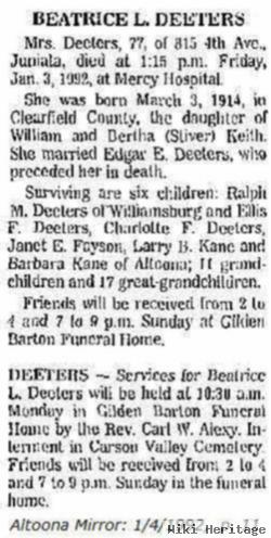 Beatrice L Keith Deeters