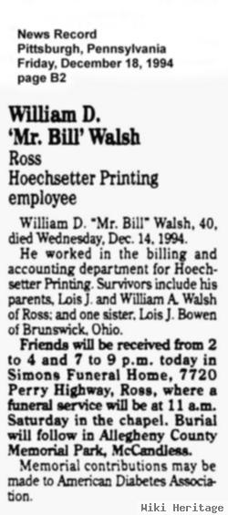 William D. "mr. Bill" Walsh