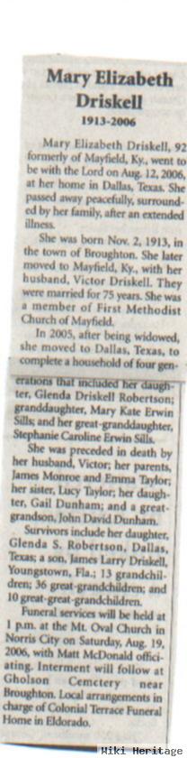 Mary Elizabeth Taylor Driskell