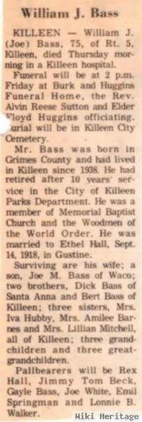 William Joseph "joe" Bass