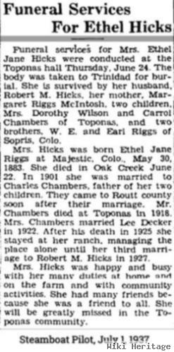 Ethel J Riggs Hicks