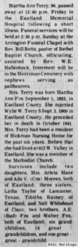 Martha Ann Fox Terry