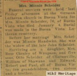 Wilhelmina K. "minnie" Handscke Scheider