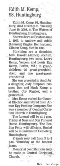 Edith M. Riggles Kemp