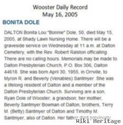 Bonita Lou "bonnie" Santmyer Dole