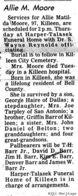 Allie M. Barr Haire Moore