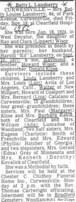 Betty Louise Wisor Lansberry