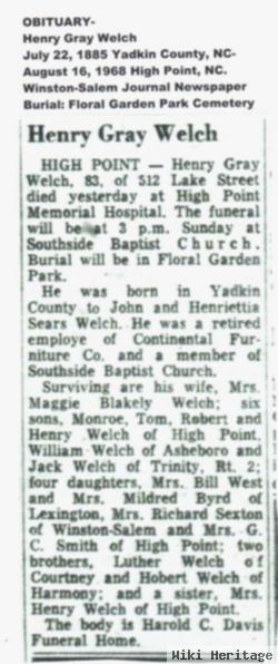 Henry Gray Welch, Sr