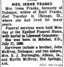 Irene Mcevoy Franks