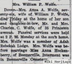 Anna A. Hockenberry Wolfe