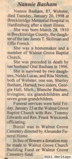 Nannie Lillian Skillman Basham