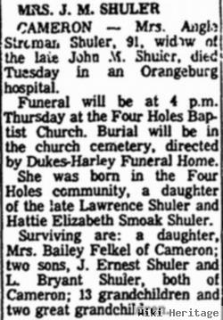 Mary Angeline "angie" Shuler Shuler