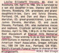 Louisa Elizabeth Sasser Stevens