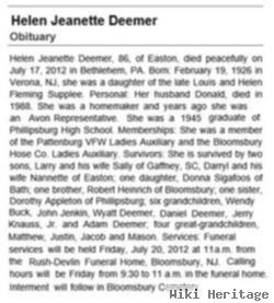 Helen Jeanette Supplee Deemer