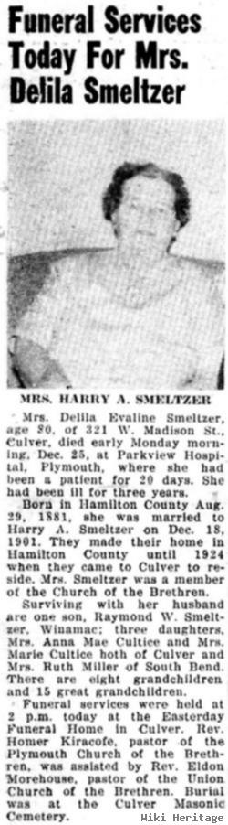 Delila Evaline "eva" Pitts Smeltzer