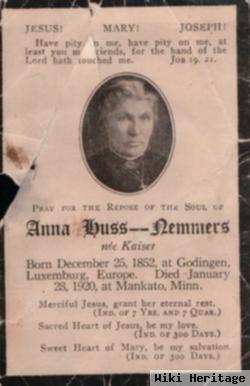 Anna "annie" Kaiser Nemmers Huss