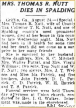 Sarah Frances "fannie" Patrick Wise Nutt