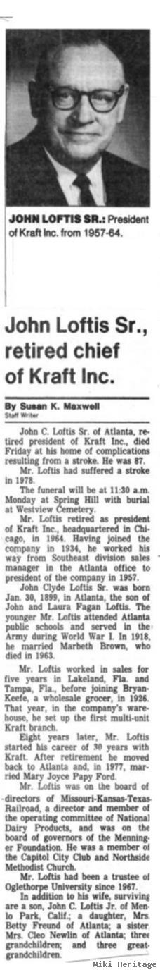 John Clyde Loftis, Sr