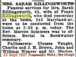 Sarah Jane Vaught Killingsworth